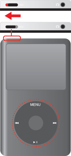 iPod classic電源を入れる前に【HOLD】スイッチを確認