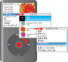 iPod classicで再生する曲をアルバム名から選ぶ