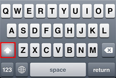 iPod touchでの大文字指定(シフト)